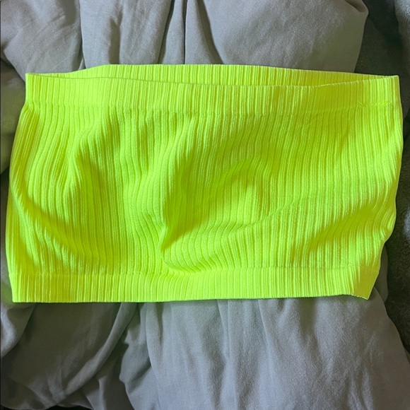 Neon Yellow Ribbed Tube Top - Picture 2 of 3